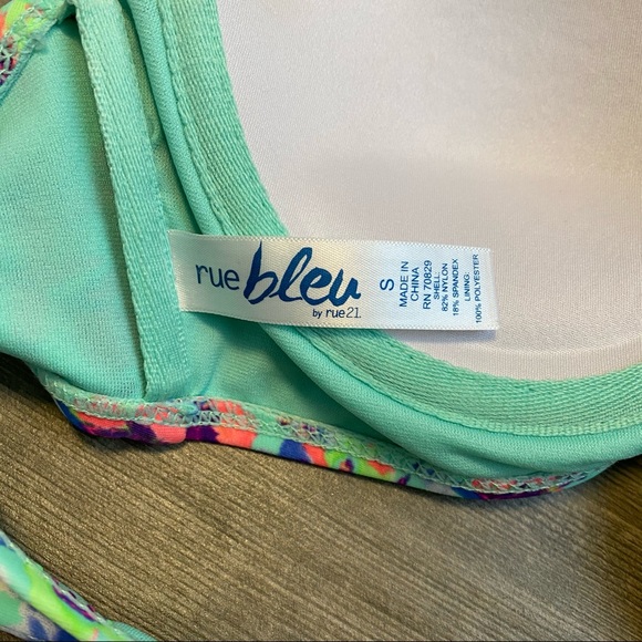 Rue 21 Rue Bleu Neon Floral Padded Bikini Top Women’s Size Small - Picture 6 of 8